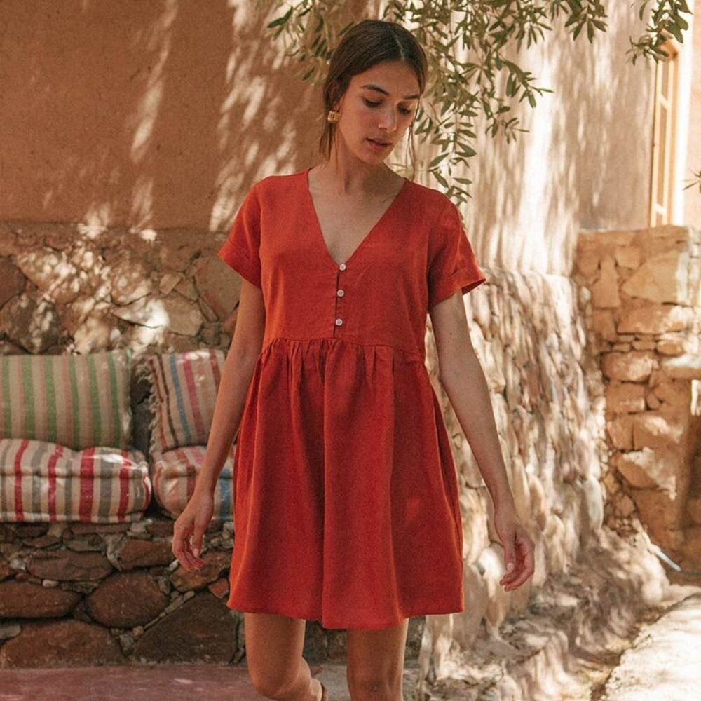 Rove SUNCHASER Dress - warm red linen